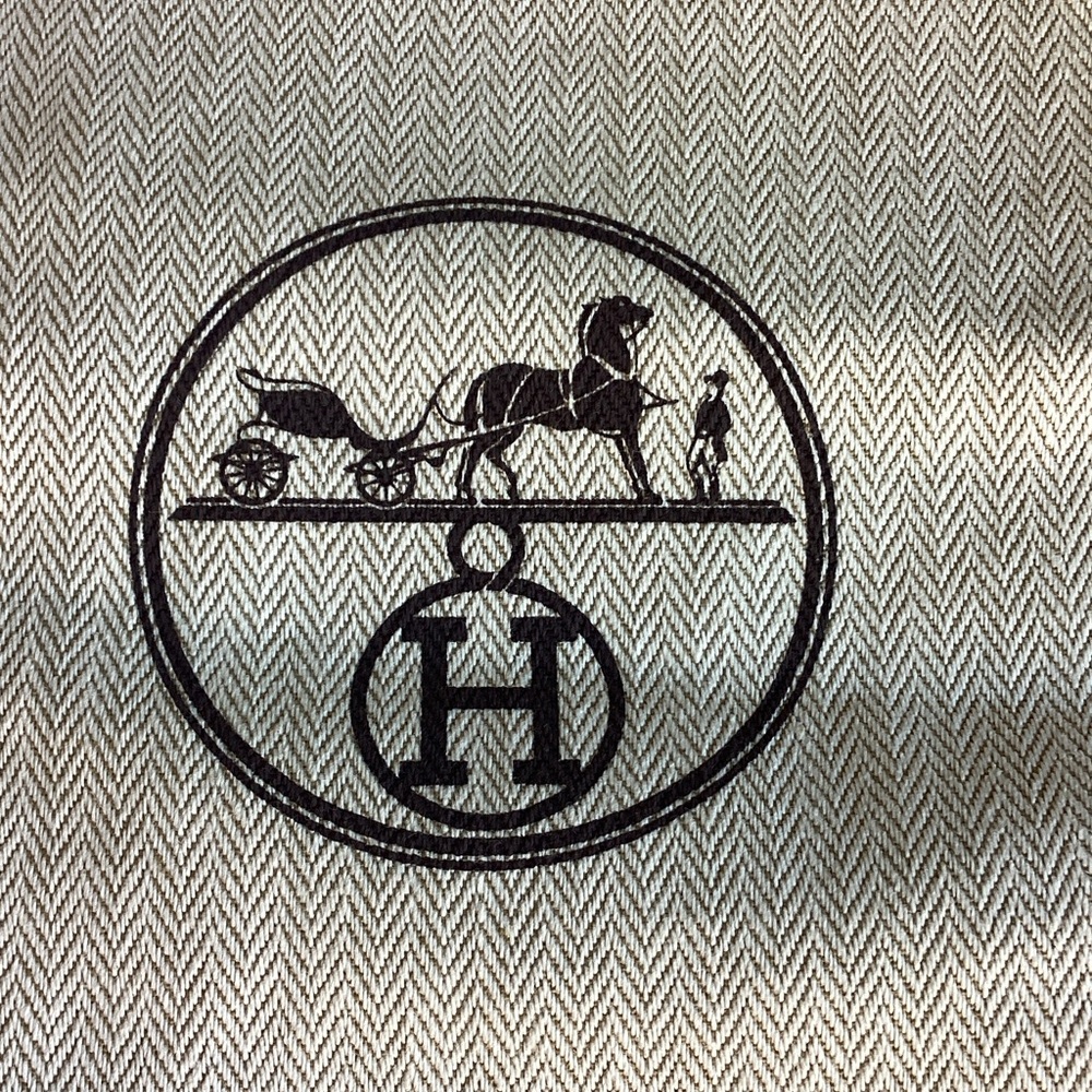Hermes Cream and Brown Drawstring Dust Bag